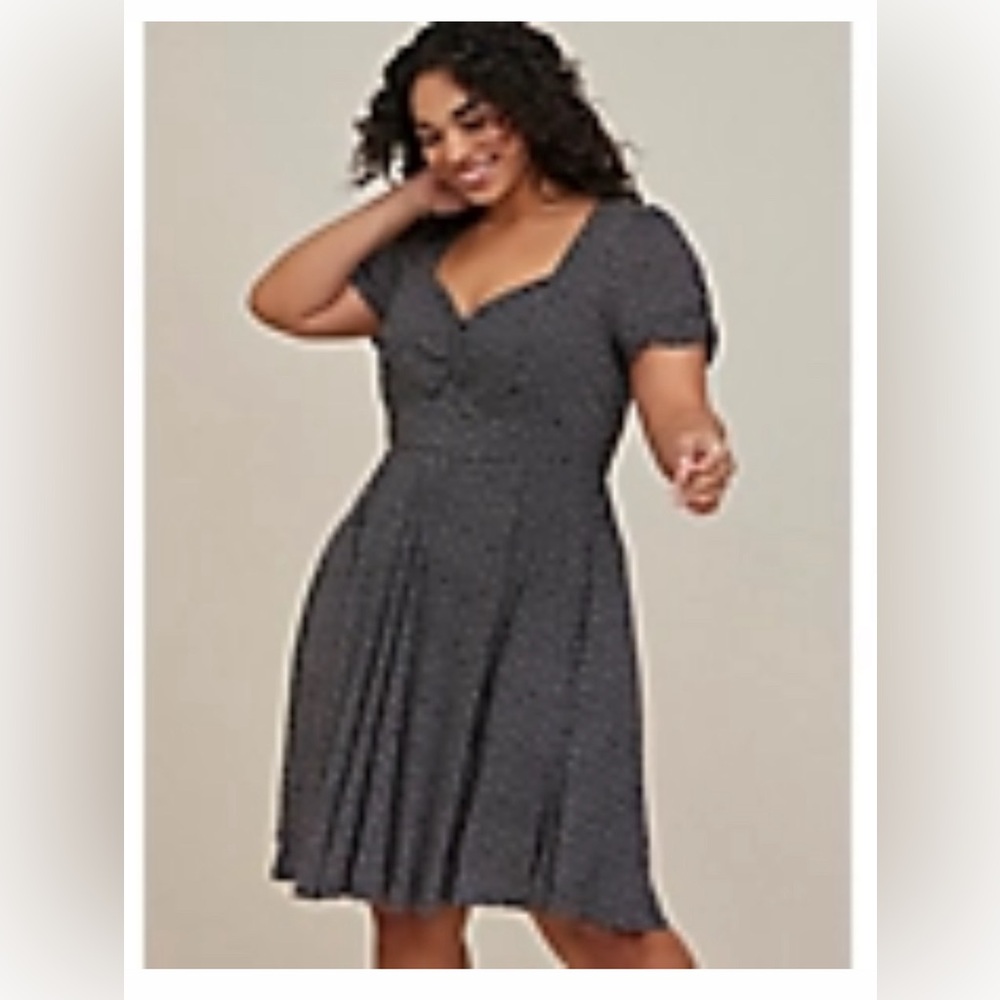 Polka dot challis skater dress